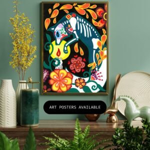 Dia de los Muertos Fox Art Print